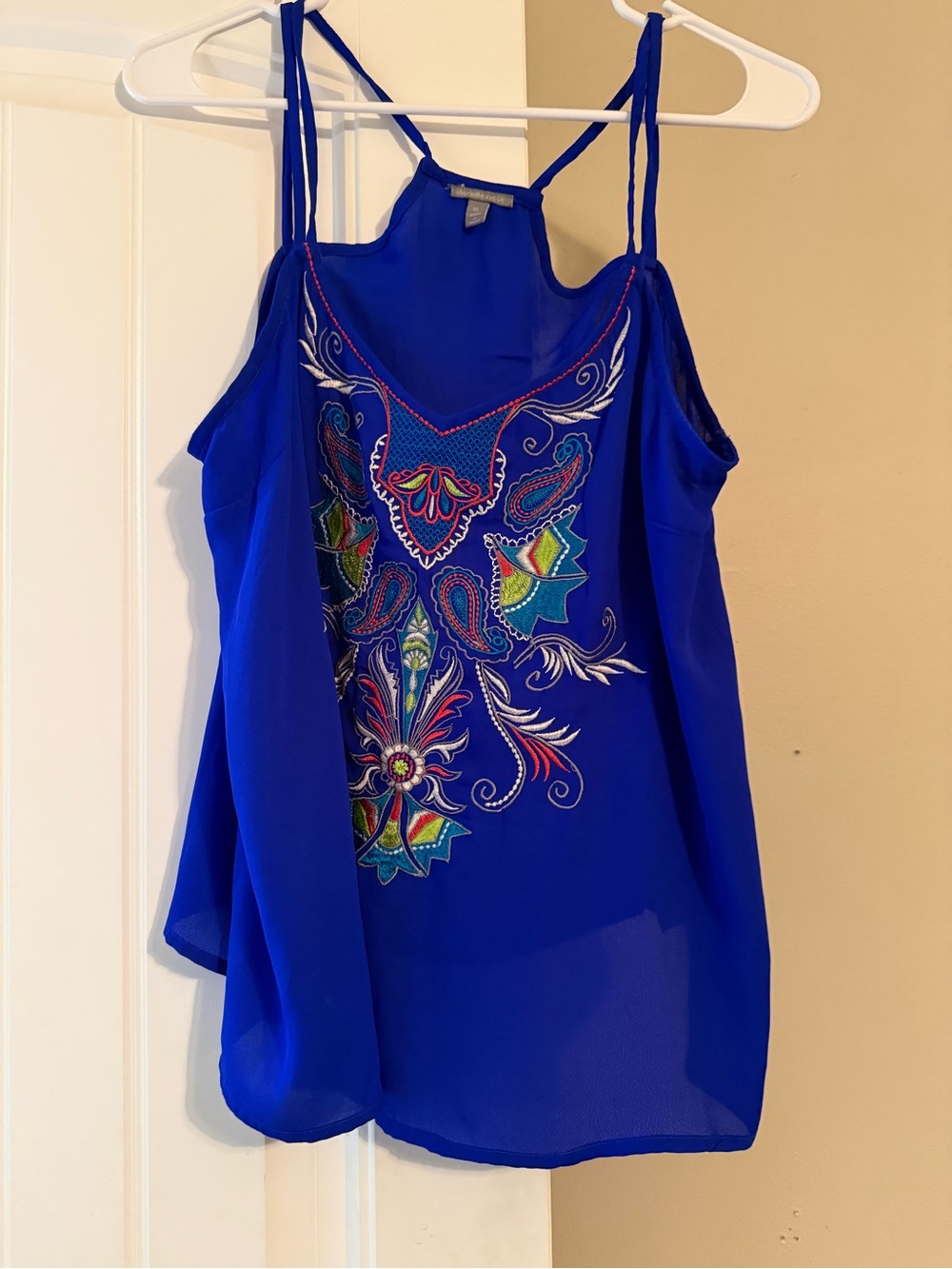 Charlotte Russe Royal Blue Embroidered Spaghetti-Strap Camisole